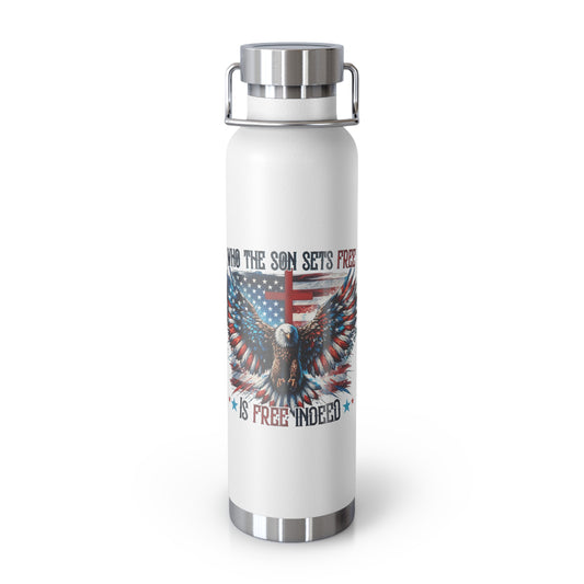 ..FREE INDEED: 22oz Copper Vacuum Insulated Patriotic Christian Water Bottle - FREE SHIPPING