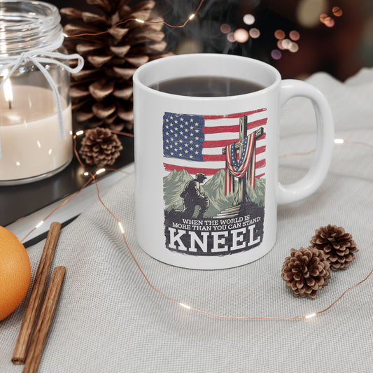 JUST KNEEL Patriotic Christian Ceramic Coffee Mug (11oz, 15oz)
