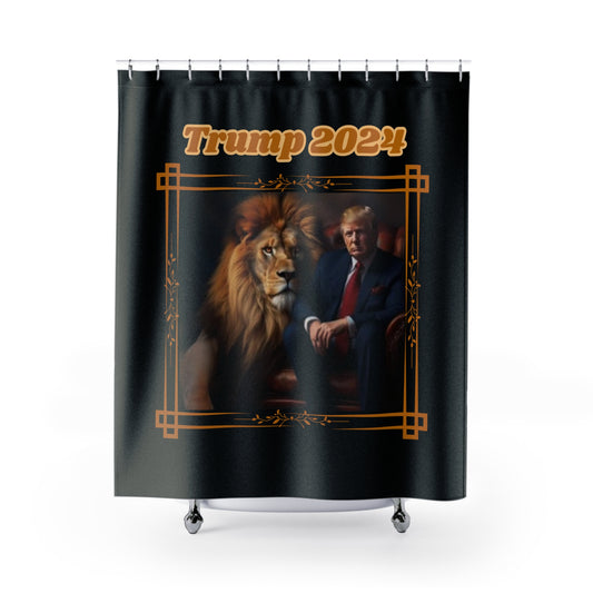 TRUMP 2024: 100% Polyester Patriotic Trump Shower Curtain - FREE SHIPPING