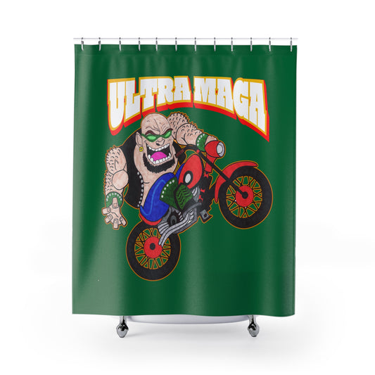ULTRA MAGA: 100% Polyester Patriotic Biker Shower Curtain - FREE SHIPPING
