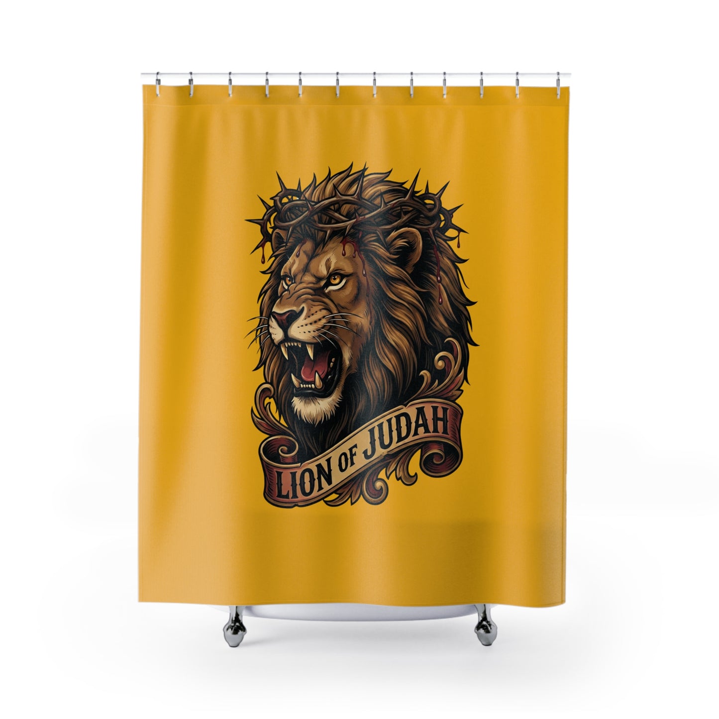 THE LION OF JUDAH: 100% Polyester Christian Shower Curtain - FREE SHIPPING