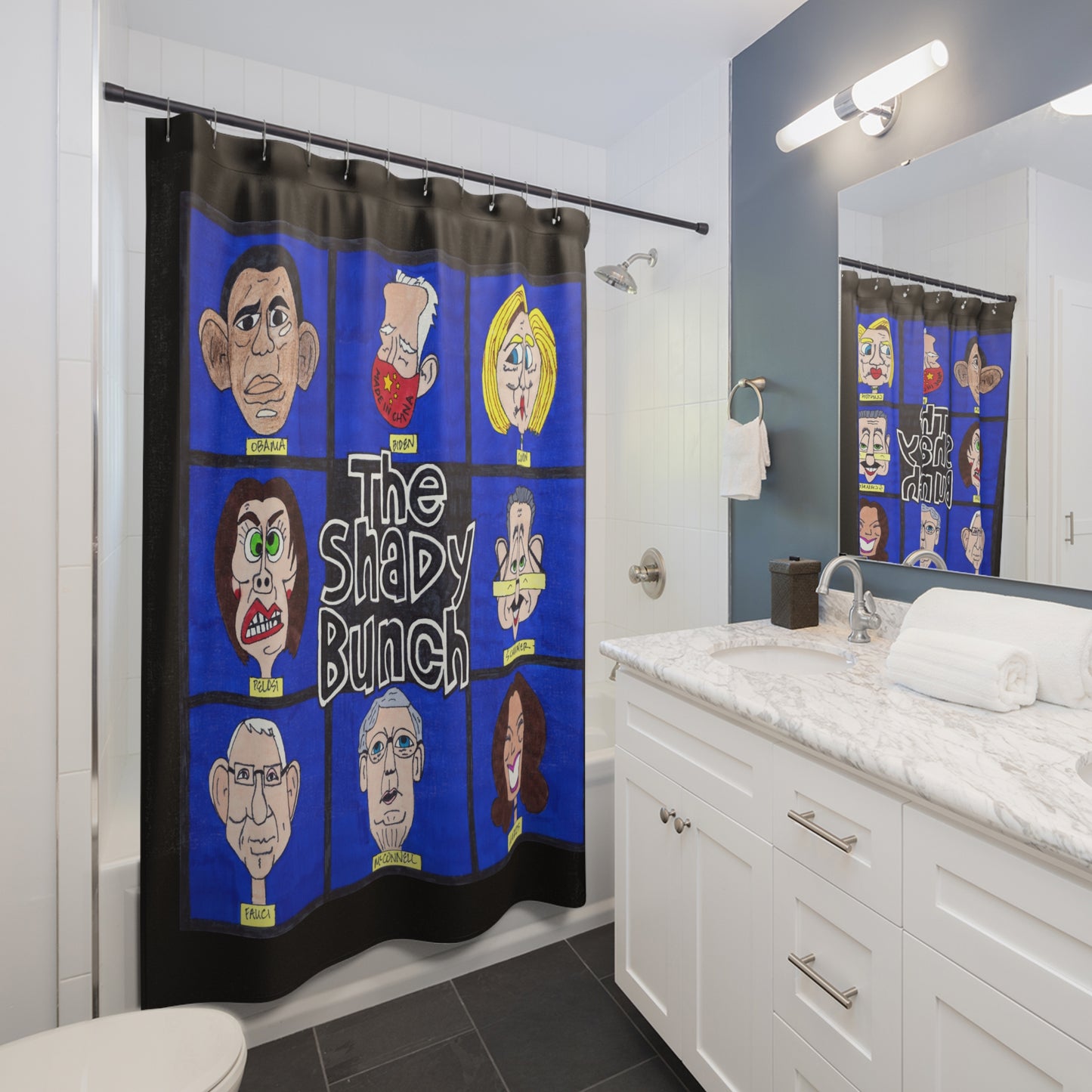 THE SHADY BUNCH: 100% Polyester Patriotic Shower Curtain - FREE SHIPPING