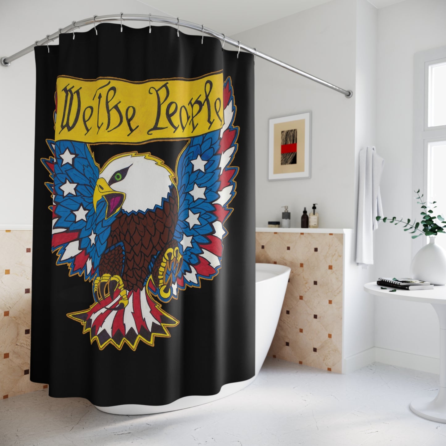 WE THE PEOPLE: 100% Polyester Patriotic Shower Curtain - FREE SHIPPING