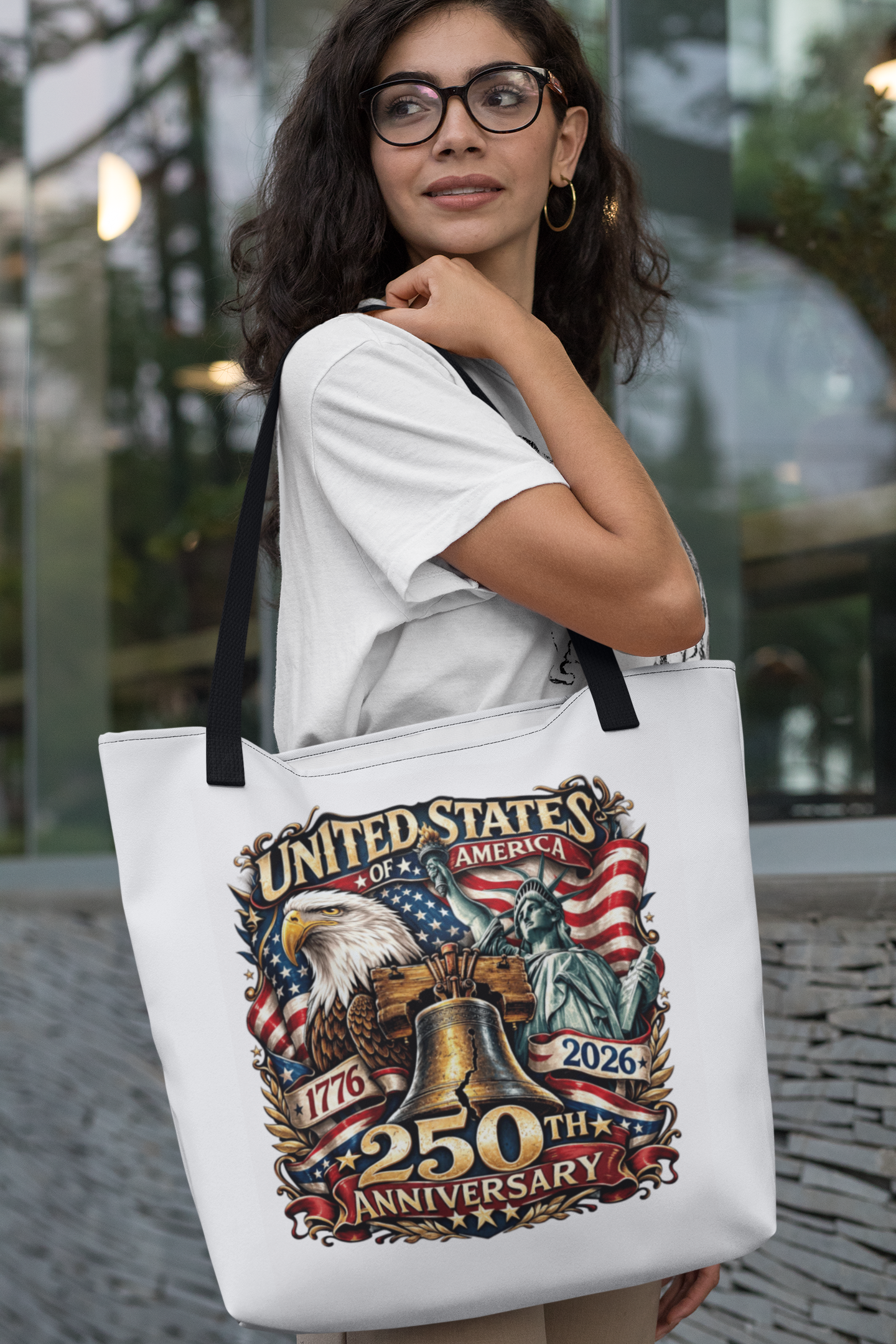 250th USA ANNIVERSARY Patriotic 100% Polyester Tote Bag (3 sizes) - FREE SHIPPING