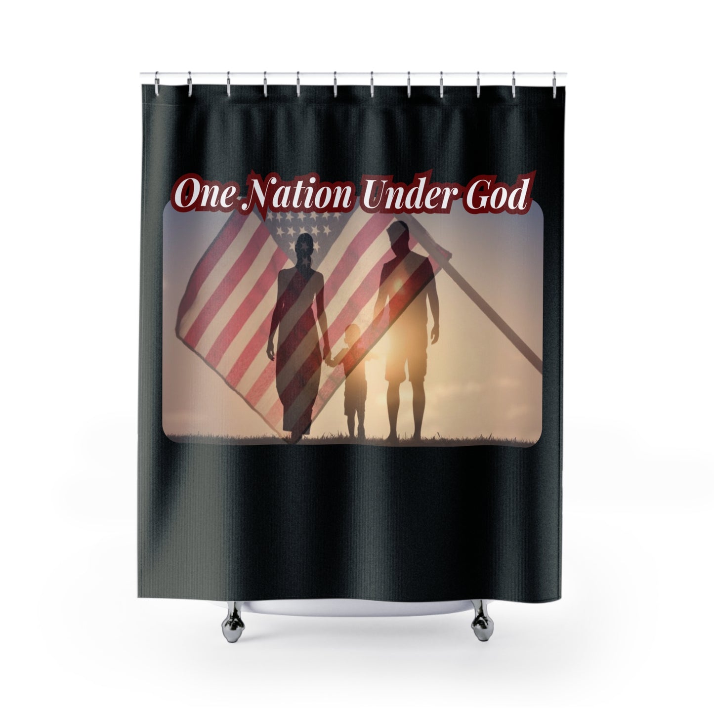 ONE NATION UNDER GOD: 100% Polyester Patriotic Christian Shower Curtain - FREE SHIPPING