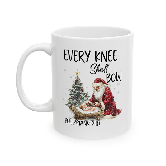 EVERY KNEE SHALL BOW Ceramic Christmas Coffee Mug (11oz, 15oz)