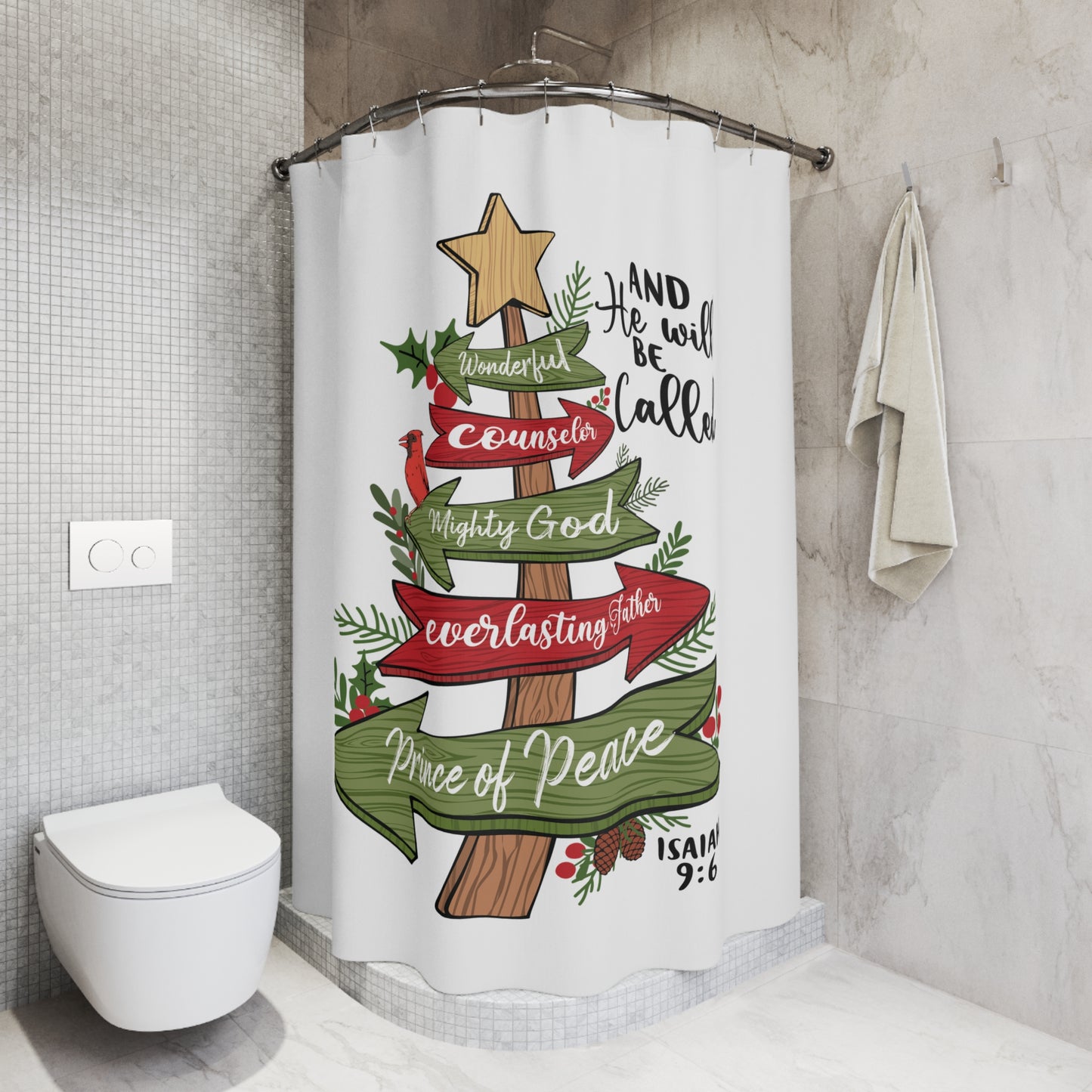 The PRINCE OF PEACE: 100% Polyester Patriotic Christmas Shower Curtain - FREE SHIPPING