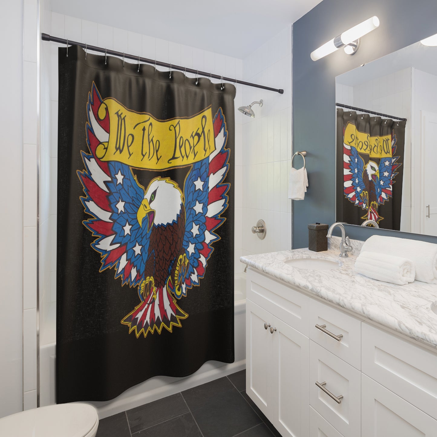 WE THE PEOPLE: 100% Polyester Patriotic Shower Curtain - FREE SHIPPING