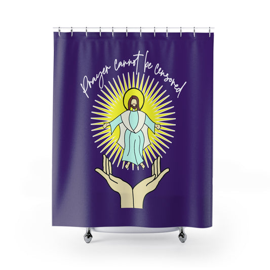 PRAYER CANNOT BE CENSORED: 100% Polyester Patriotic Christian Shower Curtain - FREE SHIPPING