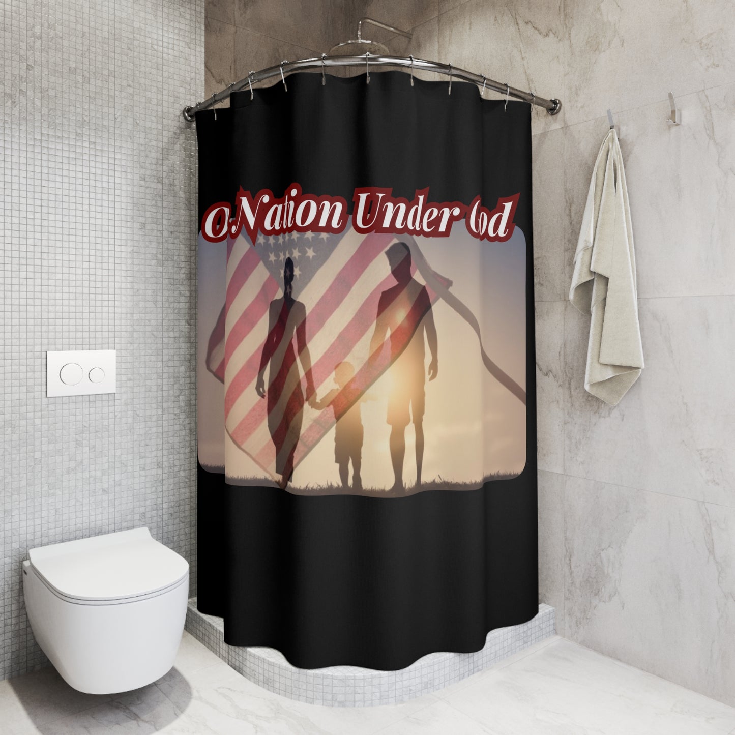 ONE NATION UNDER GOD: 100% Polyester Patriotic Christian Shower Curtain - FREE SHIPPING