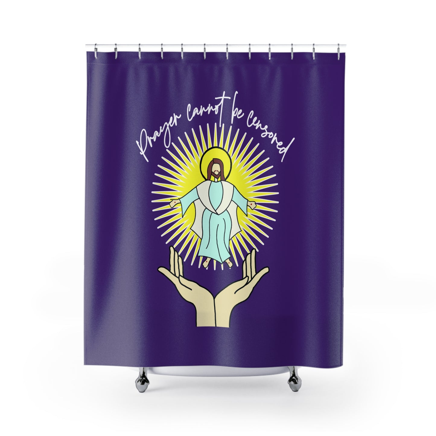 PRAYER CANNOT BE CENSORED: 100% Polyester Christian Shower Curtain - FREE SHIPPING