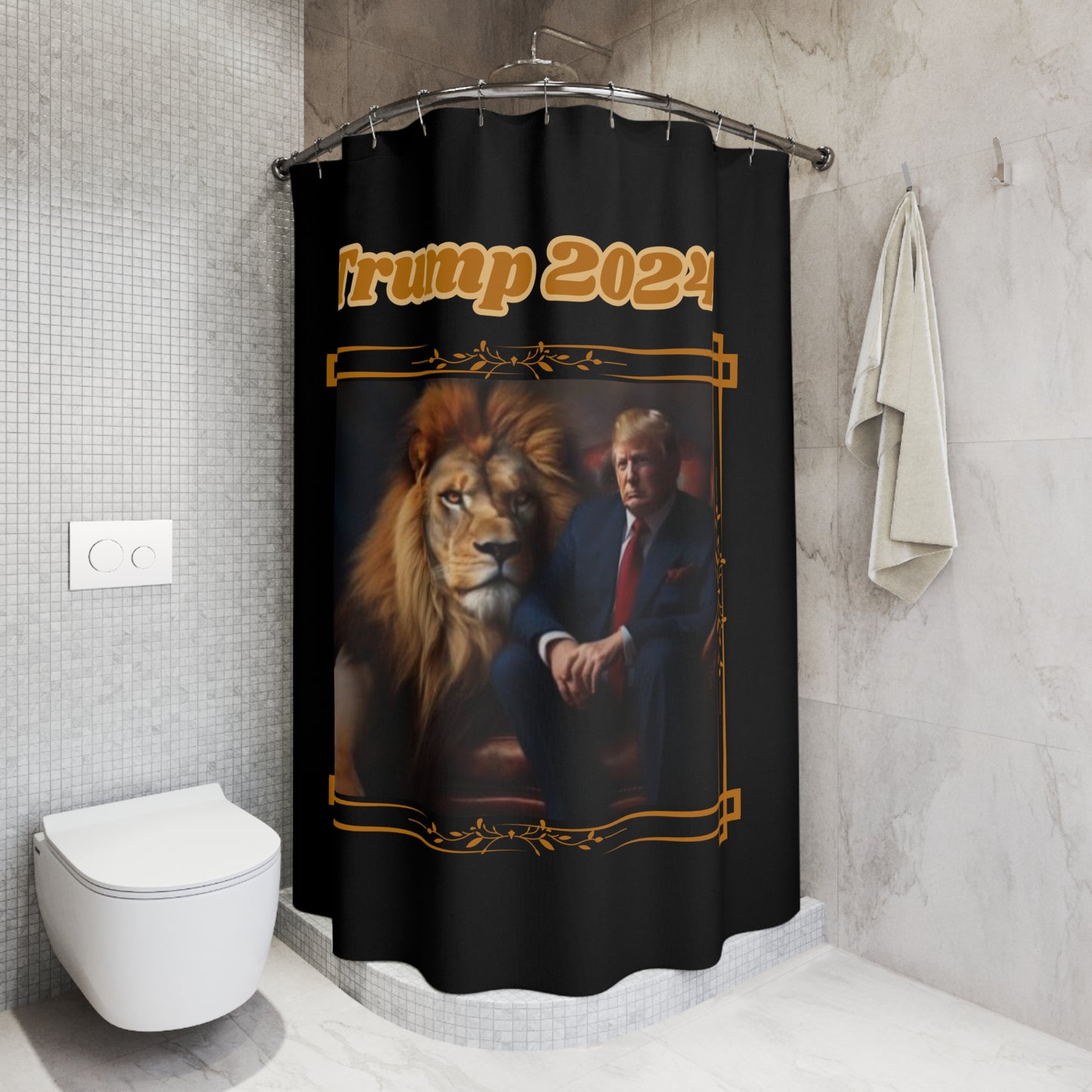 TRUMP 2024: 100% Polyester Patriotic Trump Shower Curtain - FREE SHIPPING