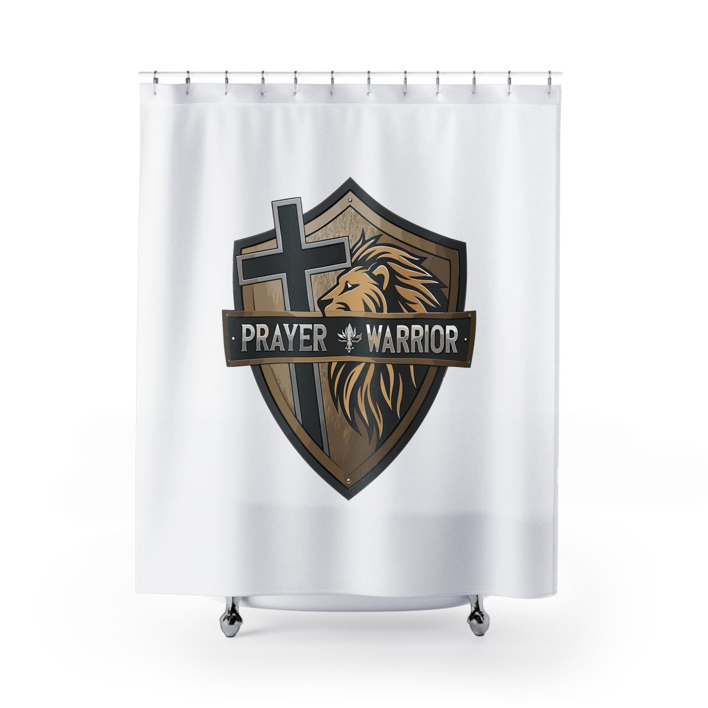 PRAYER WARRIOR: 100% Polyester Christian Shower Curtain - FREE SHIPPING