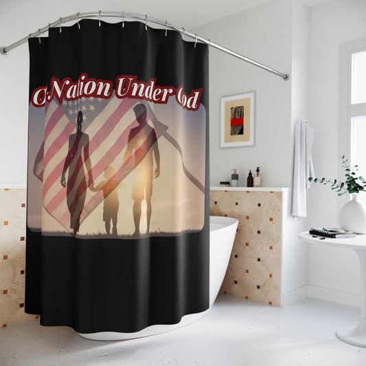 ONE NATION UNDER GOD: 100% Polyester Patriotic Christian Shower Curtain - FREE SHIPPING