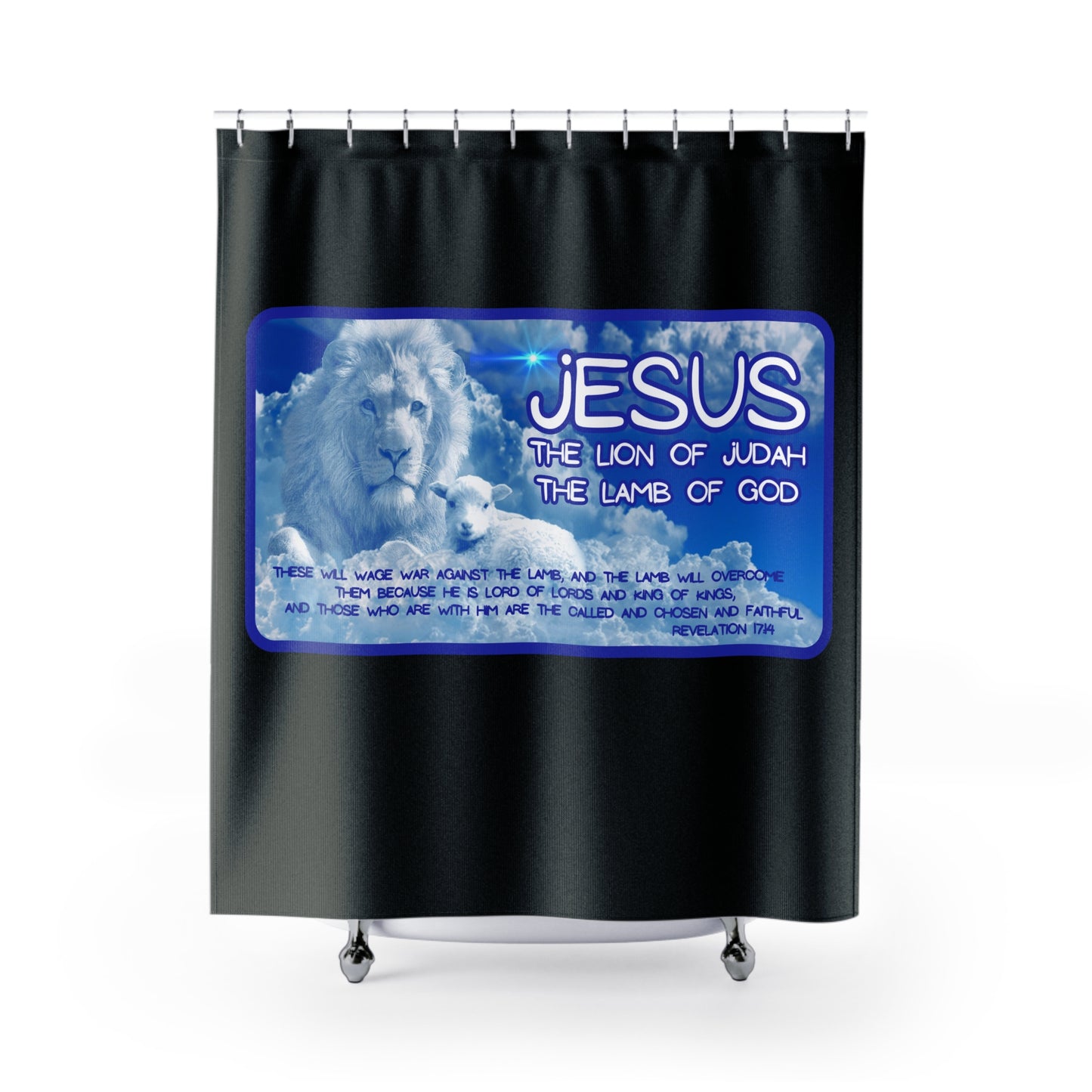 The LION & The LAMB: 100% Polyester Patriotic Christian Shower Curtain - FREE SHIPPING