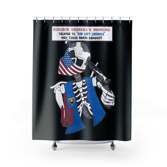 LIBERAL BRAIN DAMAGE: 100% Polyester Patriotic Biker Shower Curtain - FREE SHIPPING
