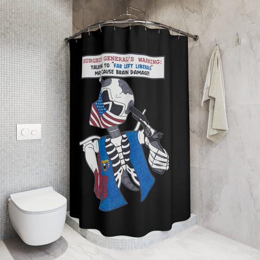 LIBERAL BRAIN DAMAGE: 100% Polyester Patriotic Biker Shower Curtain - FREE SHIPPING