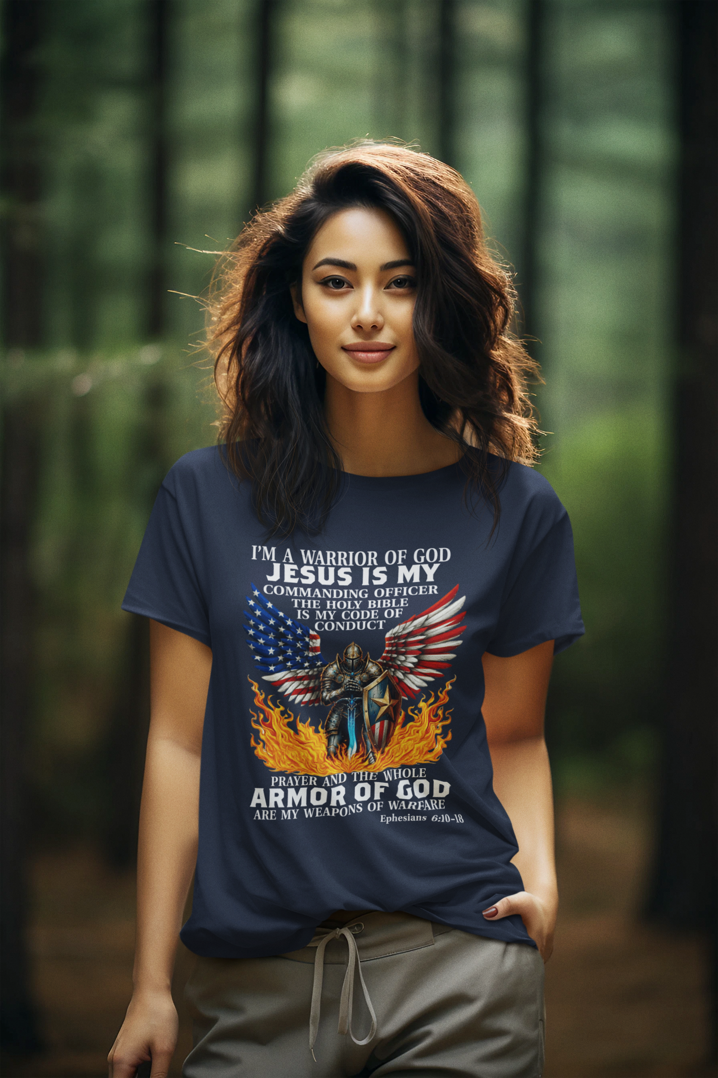 ARMOR OF GOD Semi-Fitted Christian T-Shirt (S-3XL): Women's Gildan 5000L