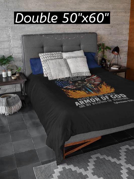 ARMOR OF GOD Light Weight Patriotic Christian Velveteen Plush Blanket (3 sizes available) - FREE SHIPPING