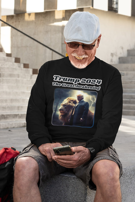 . THE GREAT AWAKENING Heavy Weight Patriotic Long Sleeve T-Shirt (S-2XL): Men's Gildan 2400 - FREE SHIPPING