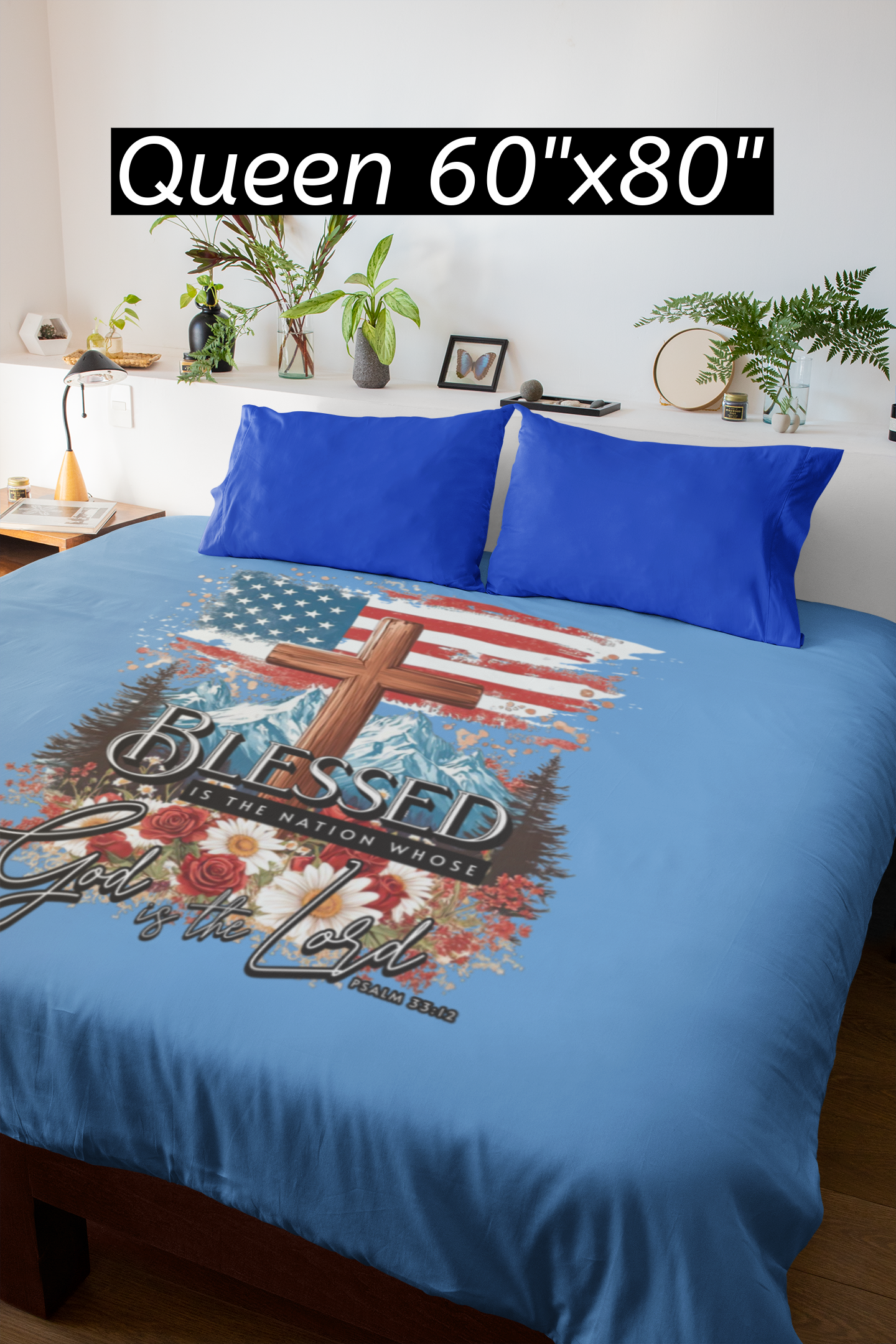 BLESSED IS THE NATION Light Weight Velveteen Plush Blanket (3 sizes available) - FREE SHIPPING