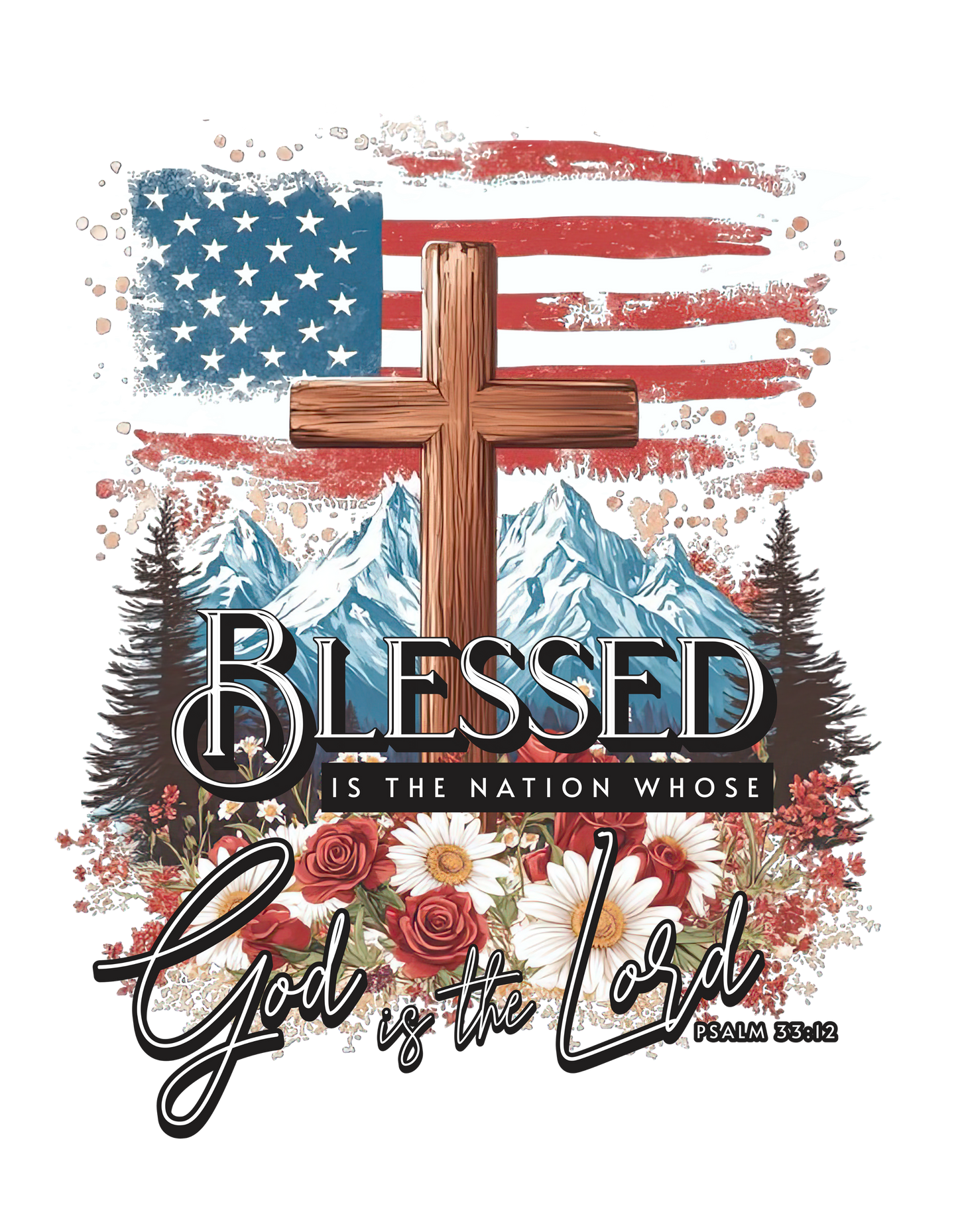 BLESSED IS THE NATION Heavy Weight Patriotic Christian Sweatshirt (S-5XL): Men's Gildan 18000 - FREE SHIPPING