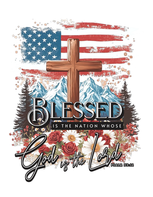 BLESSED IS THE NATION Heavy Weight Patriotic Christian Sweatshirt (S-5XL): Men's Gildan 18000 - FREE SHIPPING