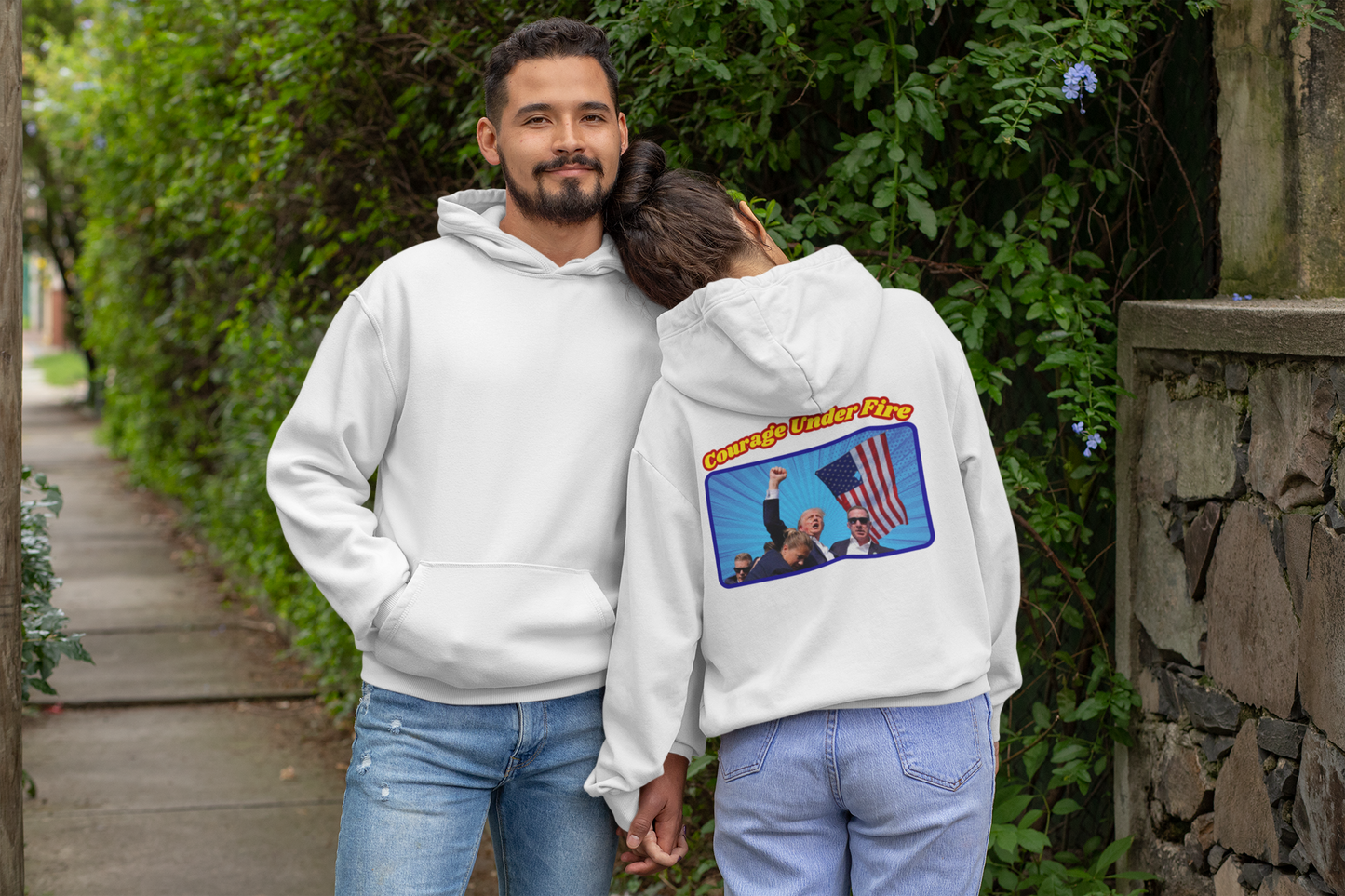 COURAGE UNDER FIRE Trump Assassination Heavy Weight Patriotic Hoodie (S-5XL): Men's & Women's Gildan 18500 - FREE SHIPPING