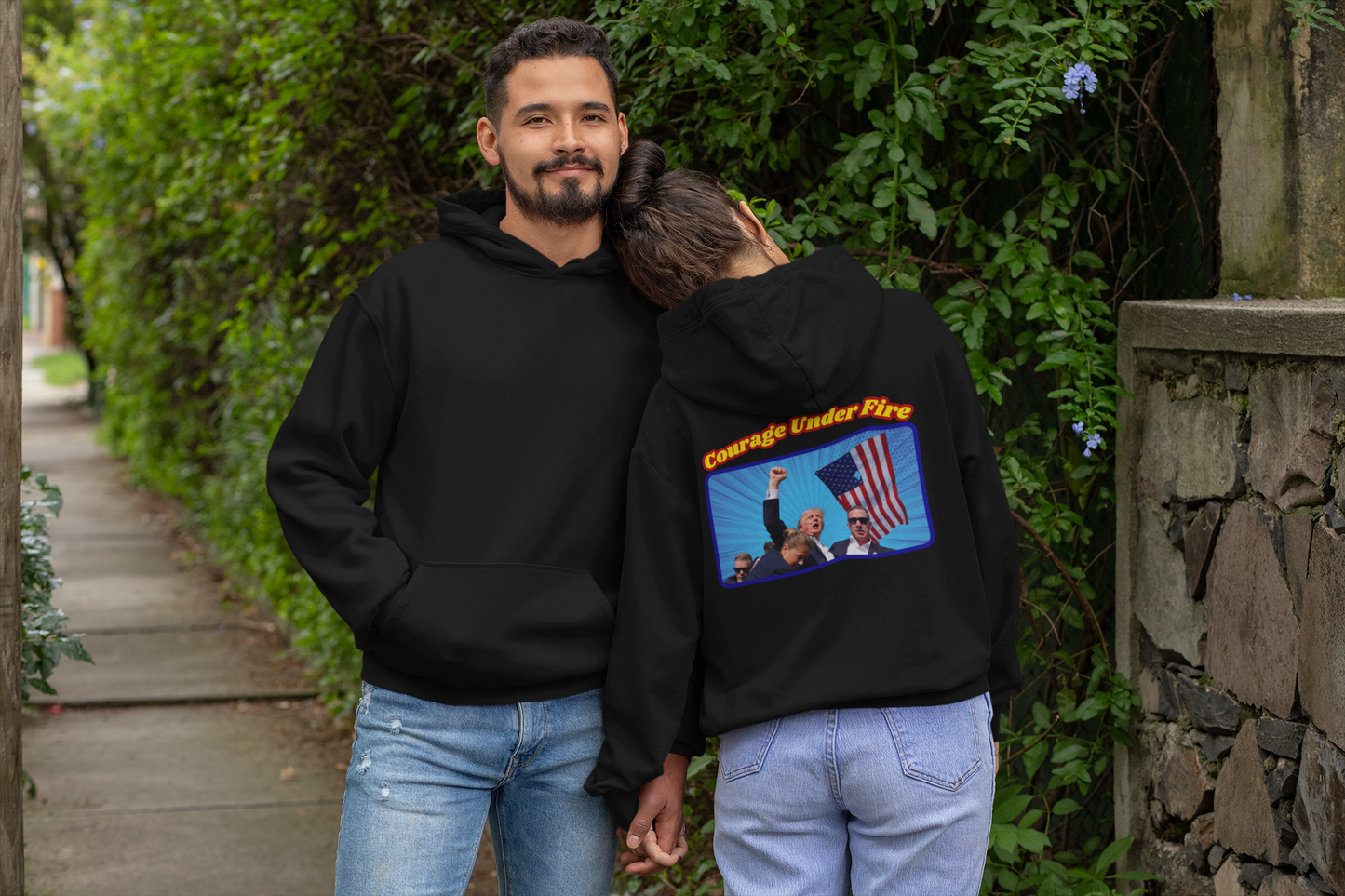 COURAGE UNDER FIRE Trump Assassination Heavy Weight Patriotic Hoodie (S-5XL): Men's & Women's Gildan 18500 - FREE SHIPPING