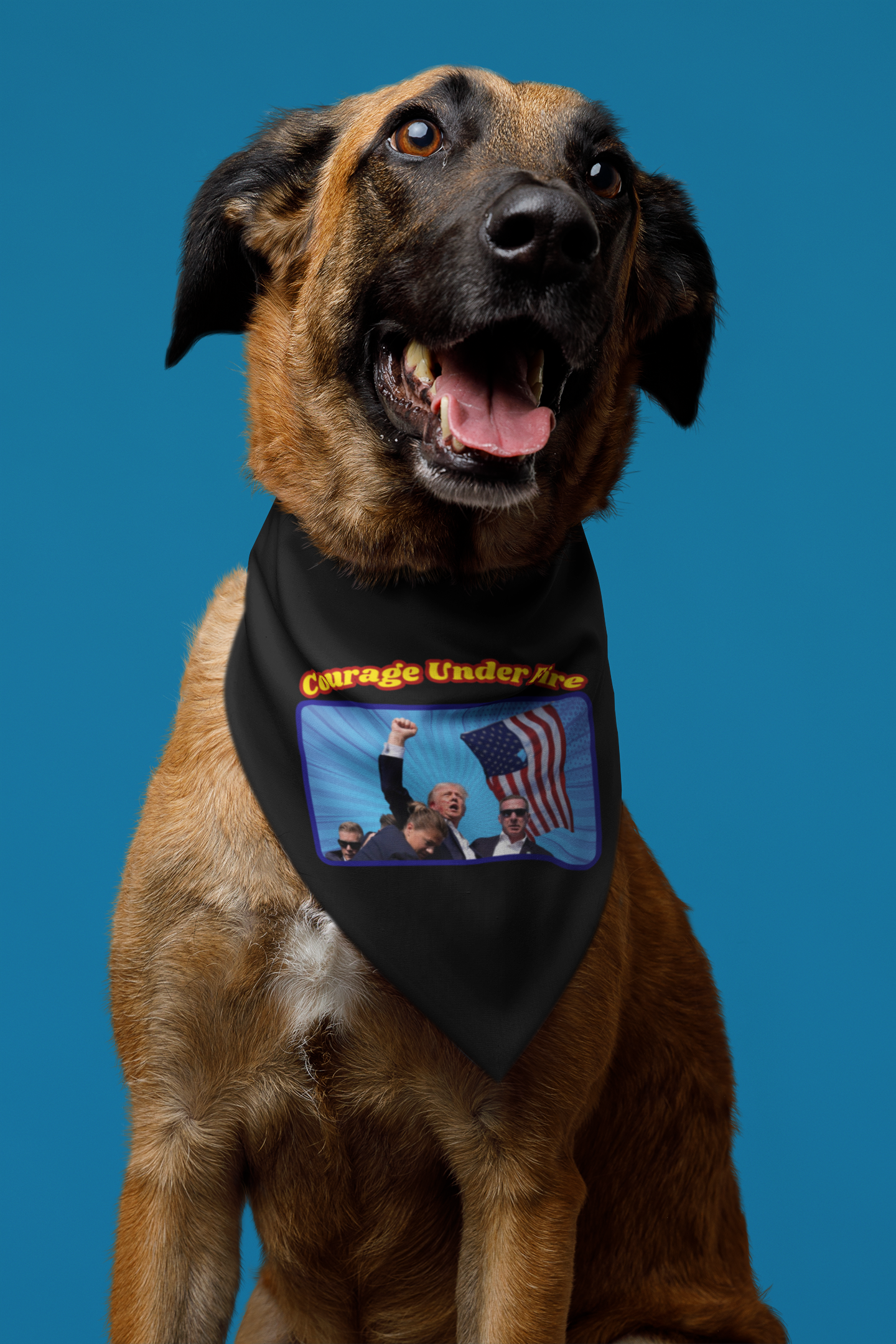 COURAGE UNDER FIRE Trump Assassination - Large Dog Bandana (Collar Size 14-23" Weight 50-75lbs) - FREE SHIPPING