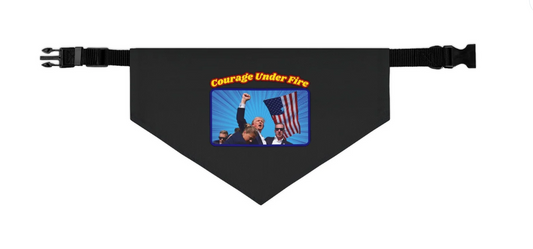 COURAGE UNDER FIRE Trump Assassination Medium Dog Bandana (Collar Size 12-20" Weight 26-55lbs) - FREE SHIPPING