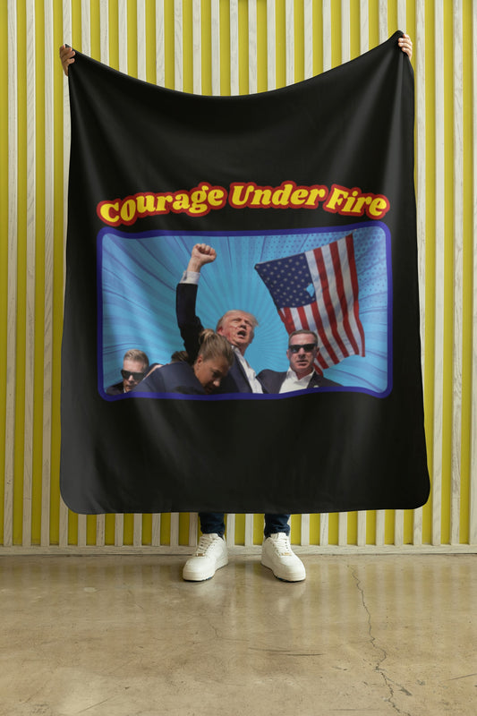 COURAGE UNDER FIRE Trump Assassination Light Weight Velveteen Plush Blanket (3 sizes available) - FREE SHIPPING