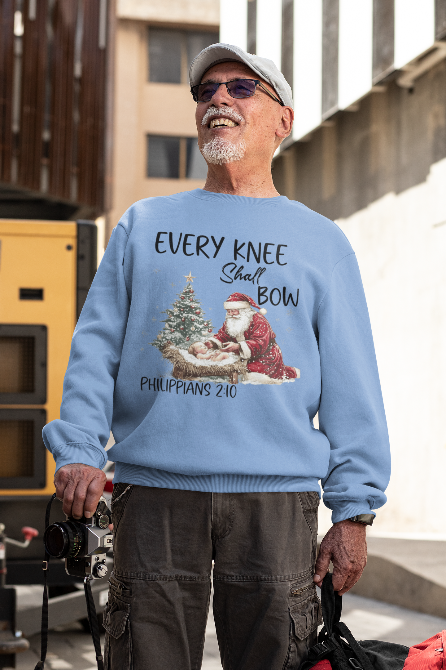 EVERY KNEE SHALL BOW Heavy Weight Christmas Sweatshirt (S-5XL): Men's Gildan 18000 - FREE SHIPPING