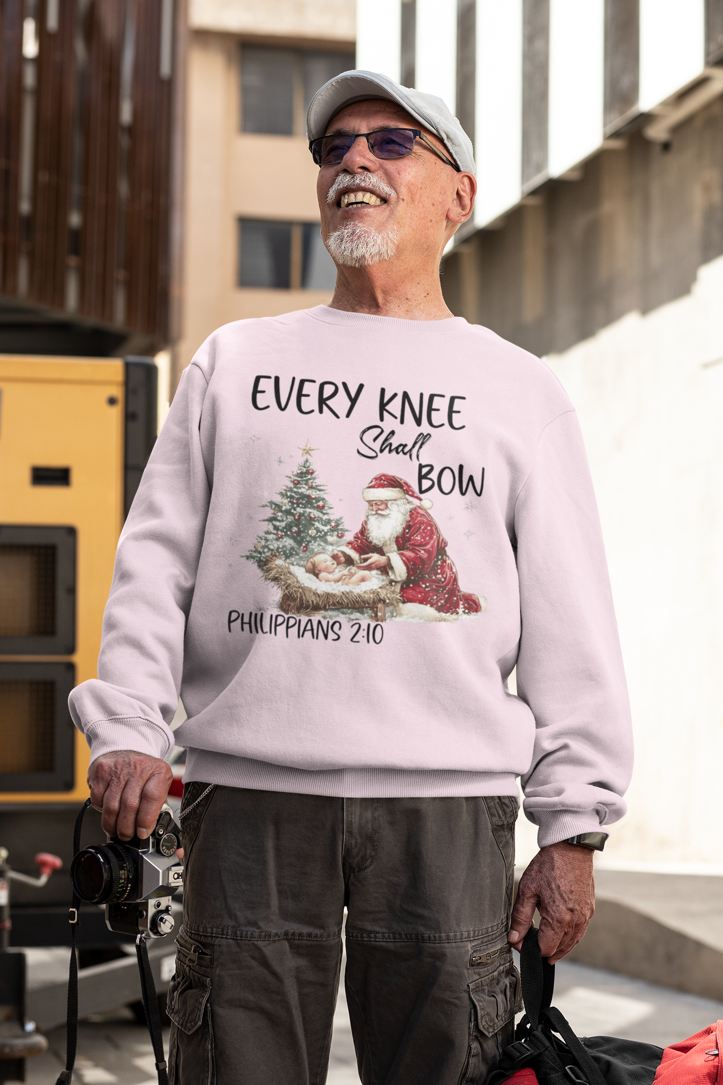 EVERY KNEE SHALL BOW Heavy Weight Christmas Sweatshirt (S-5XL): Men's Gildan 18000 - FREE SHIPPING