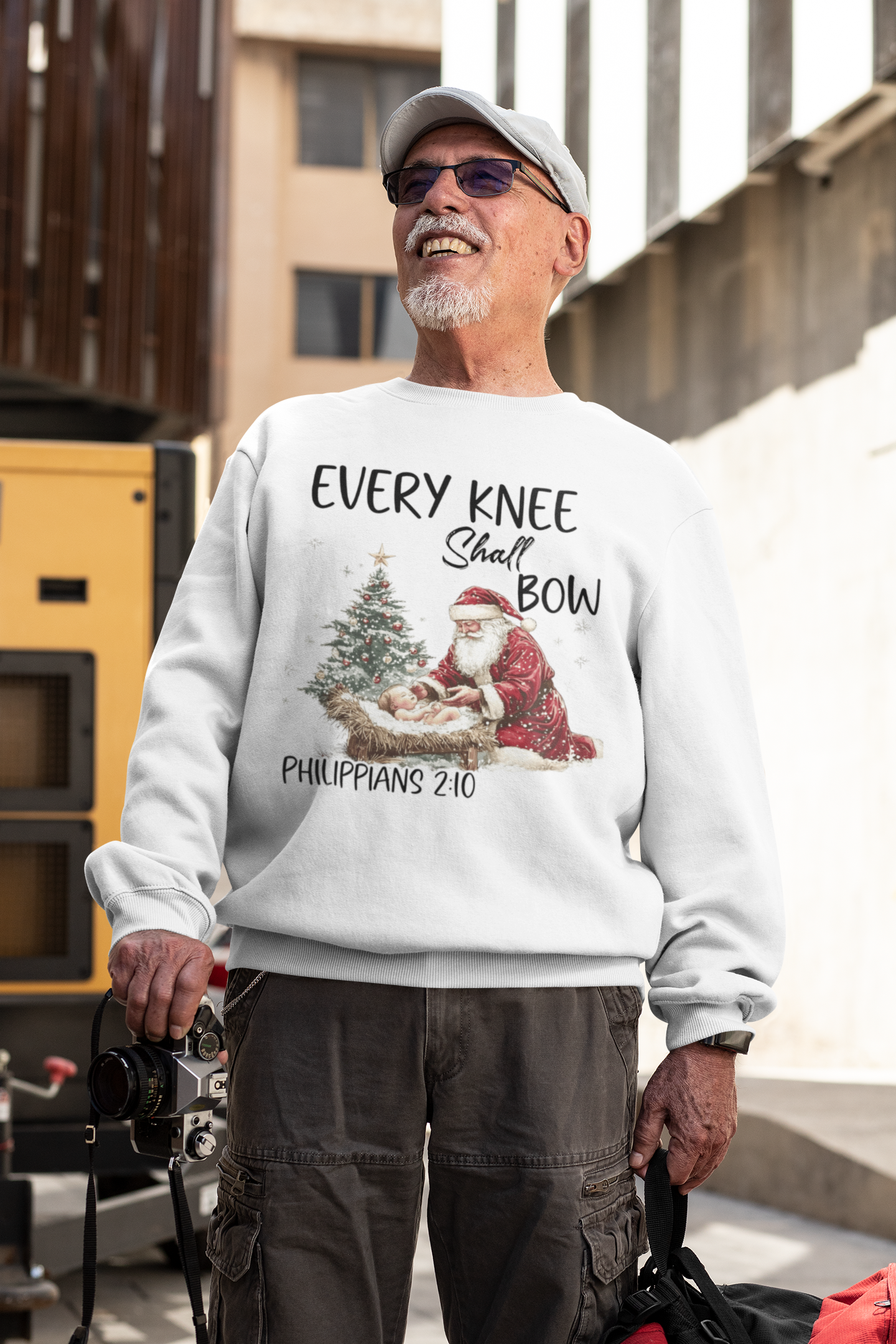 EVERY KNEE SHALL BOW Heavy Weight Christmas Sweatshirt (S-5XL): Men's Gildan 18000 - FREE SHIPPING
