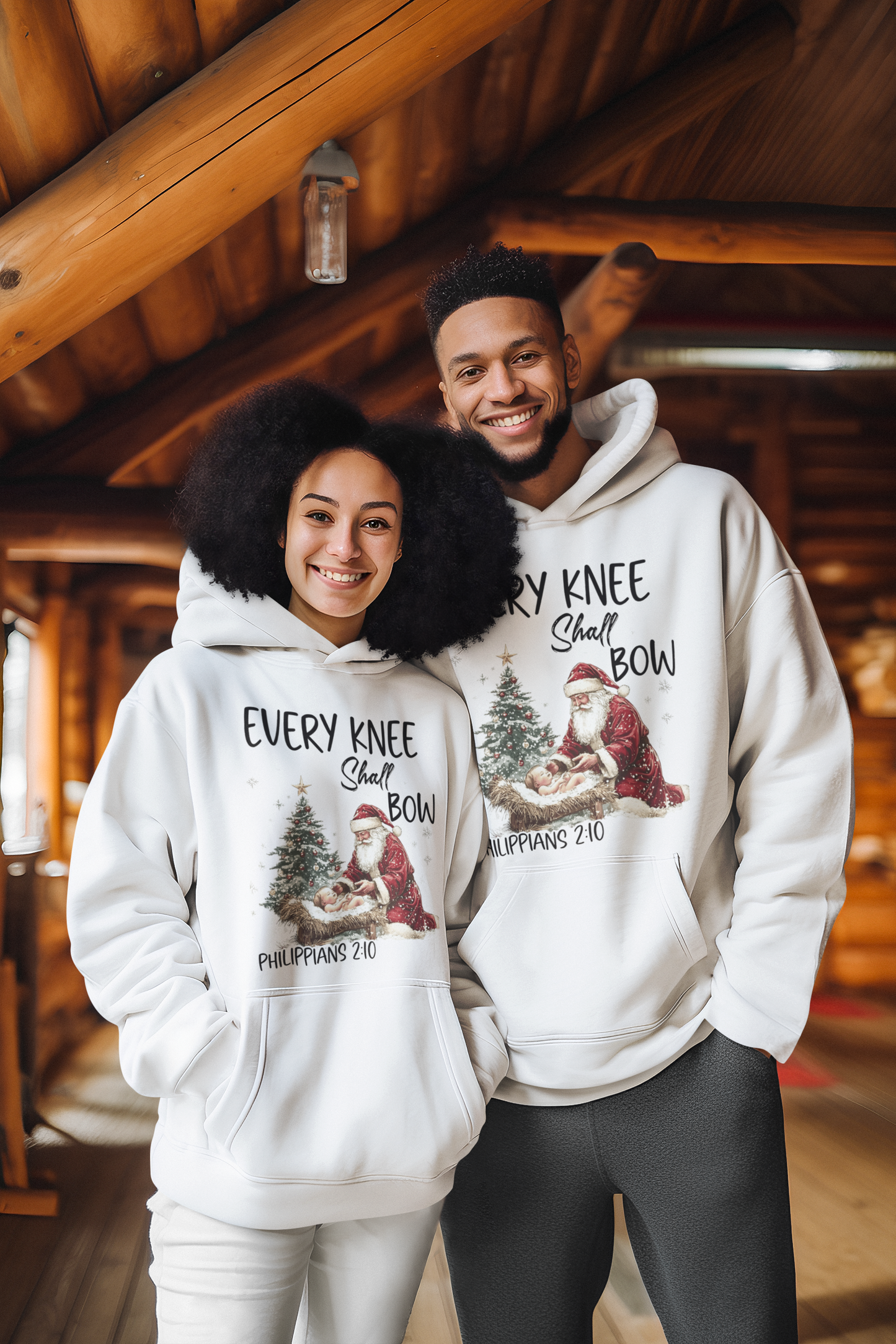 EVERY KNEE SHALL BOW Heavy Weight Christmas Hoodie (S-5XL): Men's Gildan 18500 - FREE SHIPPING