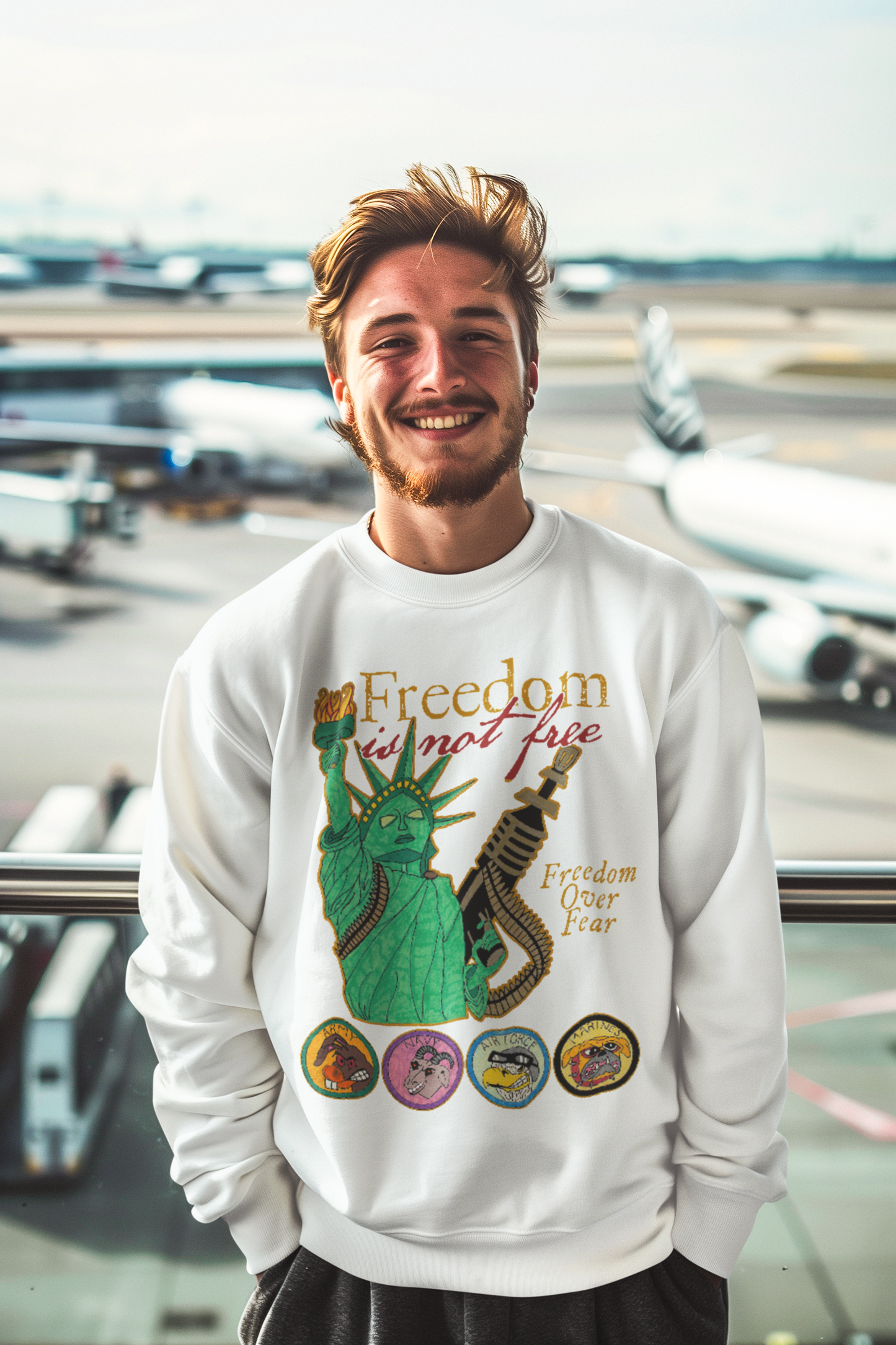 FREEDOM IS NOT FREE Heavy Weight Patriotic Military Sweatshirt (S-5XL): Men's Gildan 18000 - FREE SHIPPING