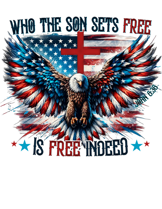 FREE INDEED Heavy Weight Patriotic Christian Sweatshirt (S-5XL): Men's Gildan 18000 - FREE SHIPPING