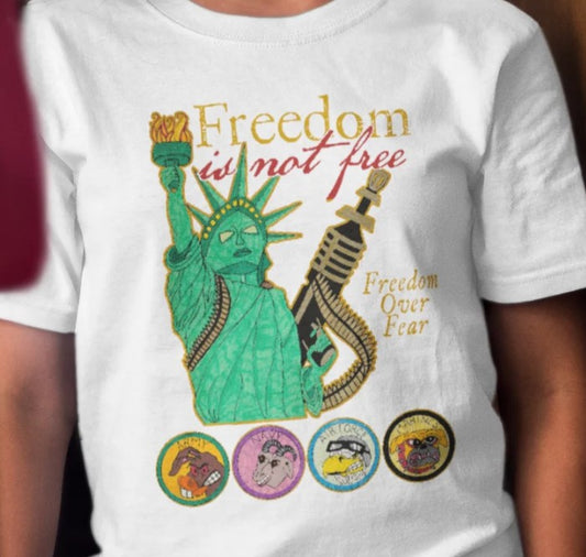 FREEDOM IS NOT FREE Classic Patriotic Military T-Shirt (S-5XL): Women's Medium Weight Gildan 5000 - FREE SHIPPING