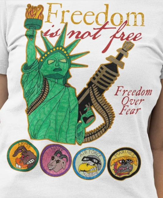 FREEDOM IS NOT FREE Fitted Patriotic T-Shirt (S-2XL): Women's Bella+Canvas 6004 - FREE SHIPPING