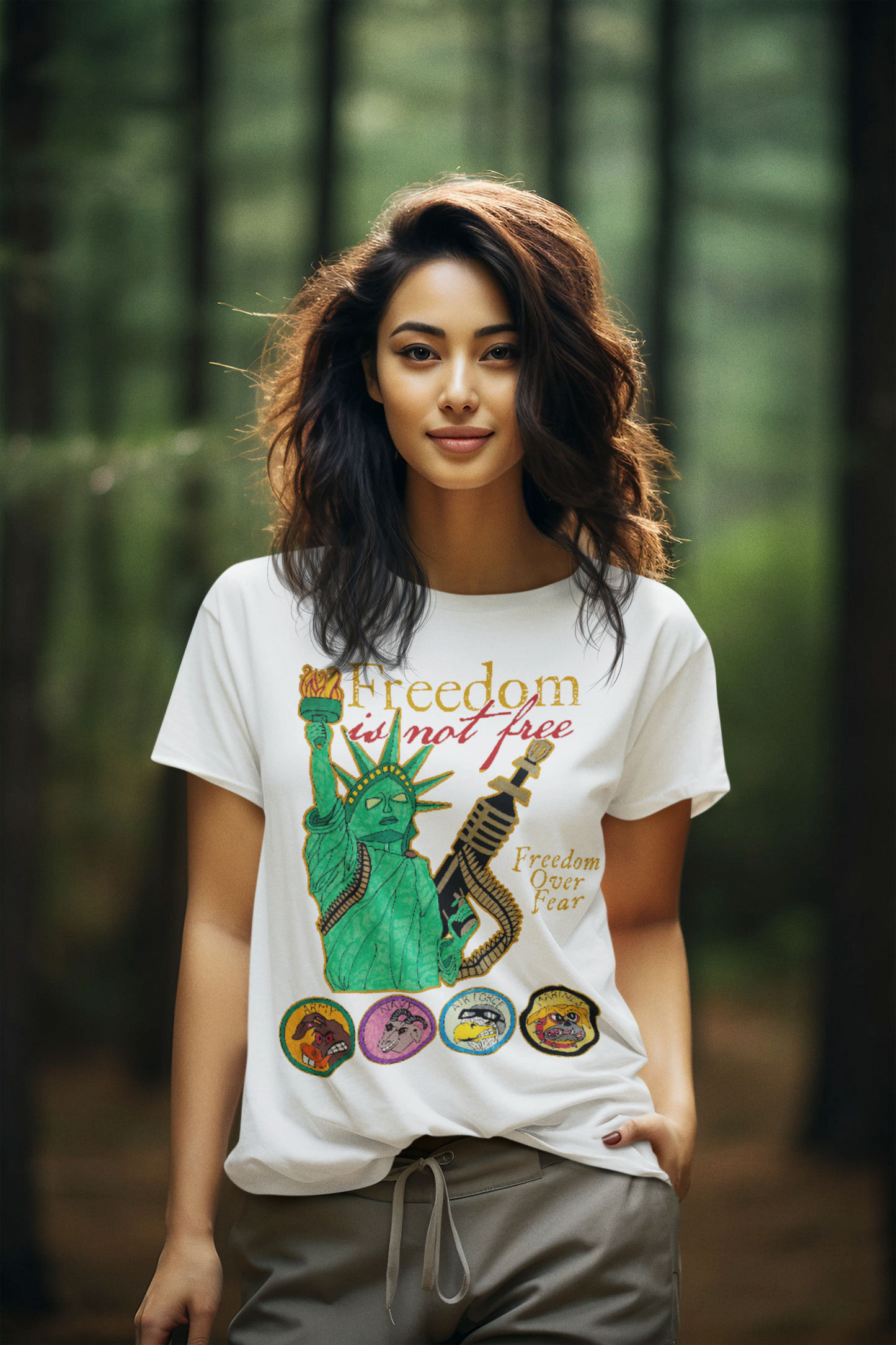 FREEDOM IS NOT FREE Semi-Fitted Patriotic T-Shirt (S-3XL): Women's Gildan 5000L - FREE SHIPPING