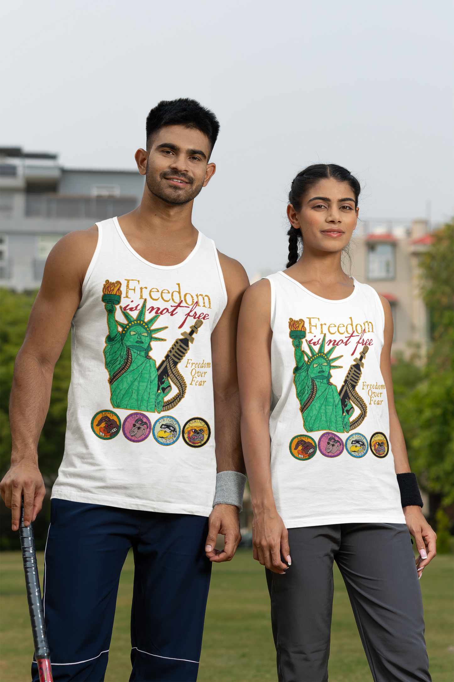 FREEDOM IS NOT FREE Medium Weight Patriotic Military Tank Top (S-2XL): Men's & Women's 5200 - FREE SHIPPING