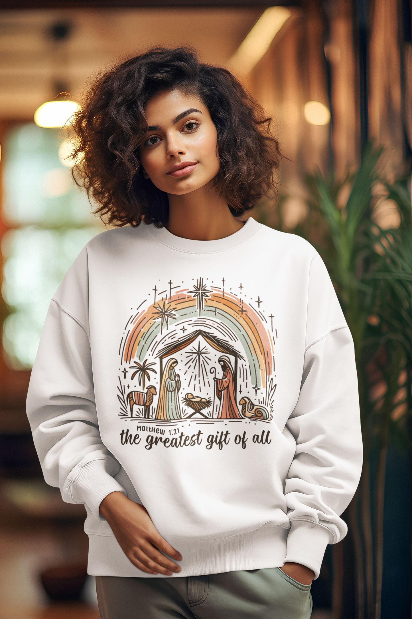 The GREATEST GIFT OF ALL Heavy Weight Christmas Sweatshirt (S-5XL): Women's Gildan 18000