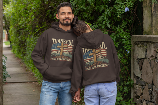 GOD IS IN CONTROL Heavy Weight Patriotic Christian Hoodie (S-5XL): Men's & Women's Gildan 18500 - FREE SHIPPING