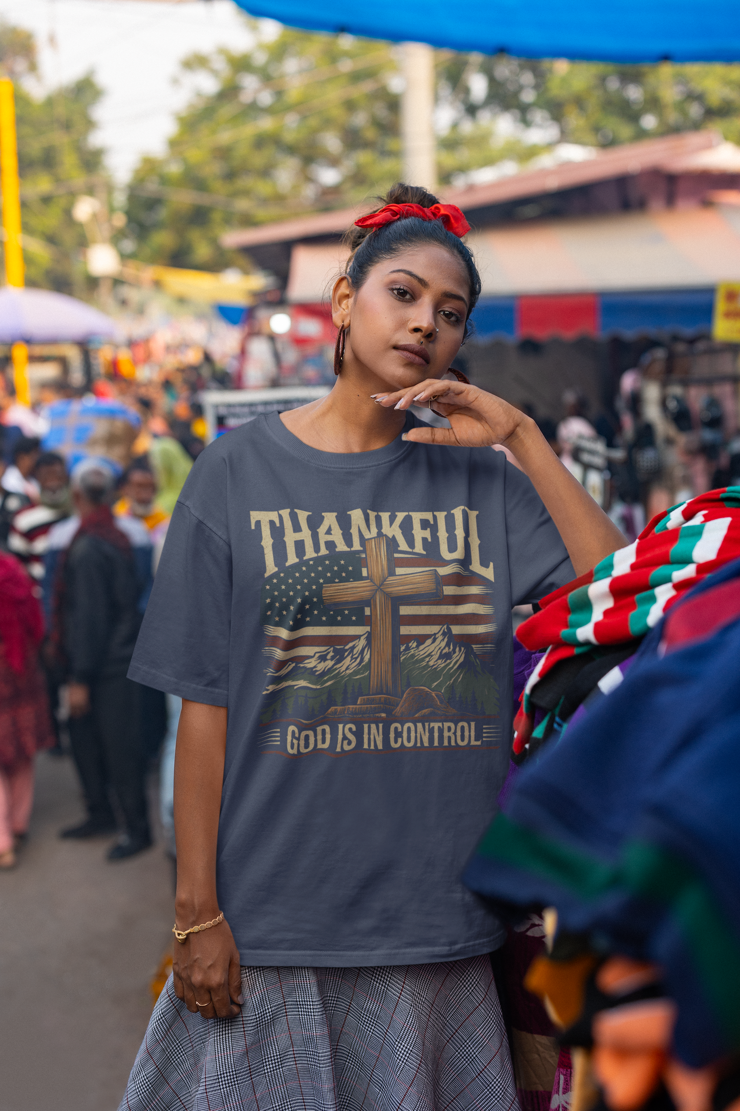 . GOD IS IN CONTROL Plus Size Heavy Weight Christian T-Shirt (S-5XL): Women's Hanes Beefy-T® - FREE SHIPPING