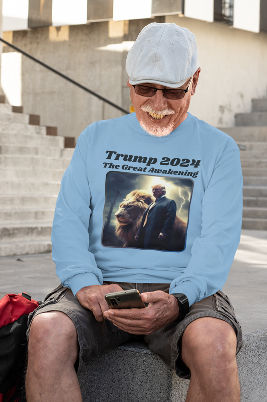 . THE GREAT AWAKENING Heavy Weight Patriotic Long Sleeve T-Shirt (S-2XL): Men's Gildan 2400 - FREE SHIPPING