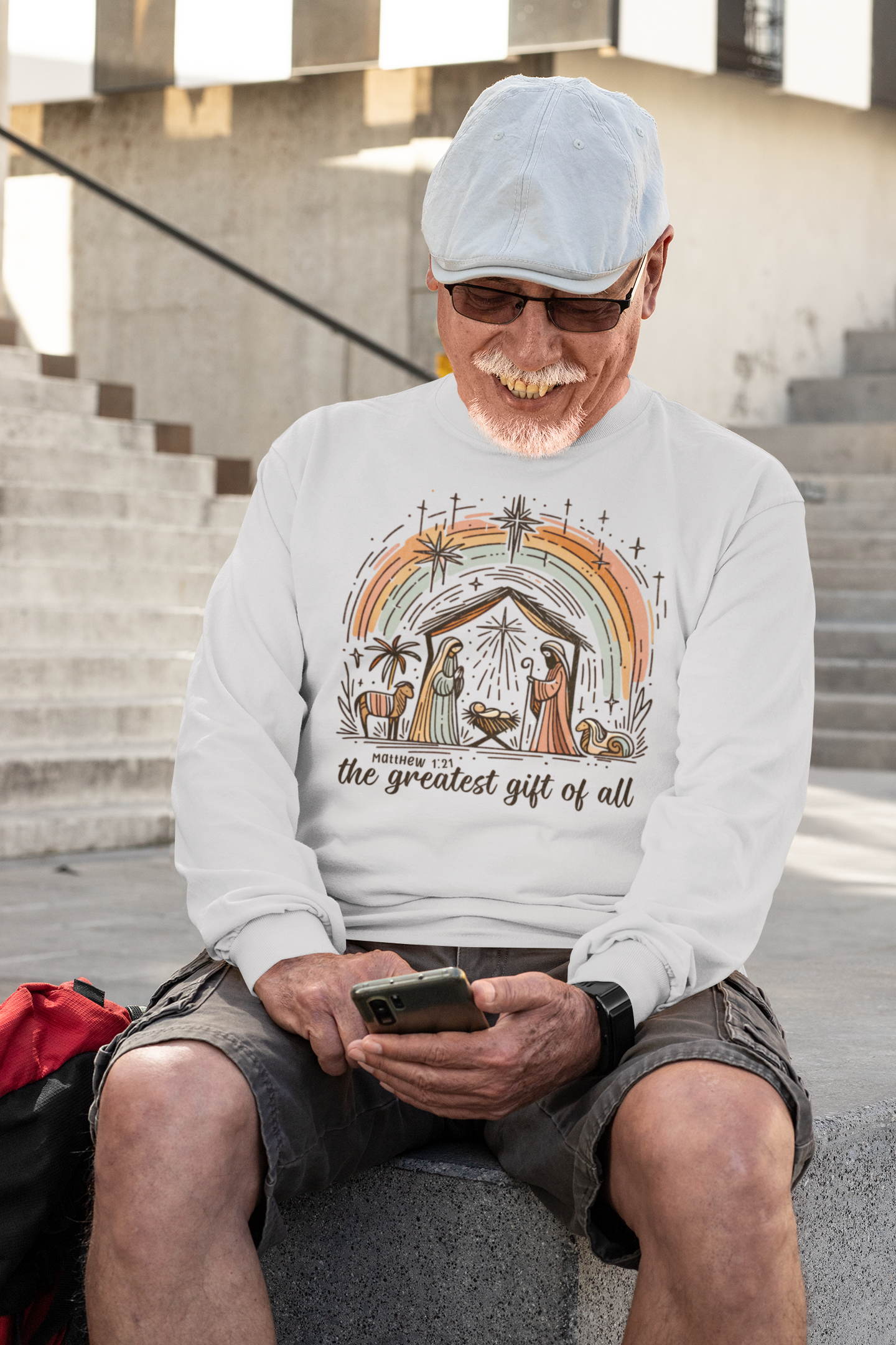 The GREATEST GIFT OF ALL Heavy Weight Christmas Long Sleeve T-Shirt (S-2XL): Men's Gildan 2400 - FREE SHIPPING