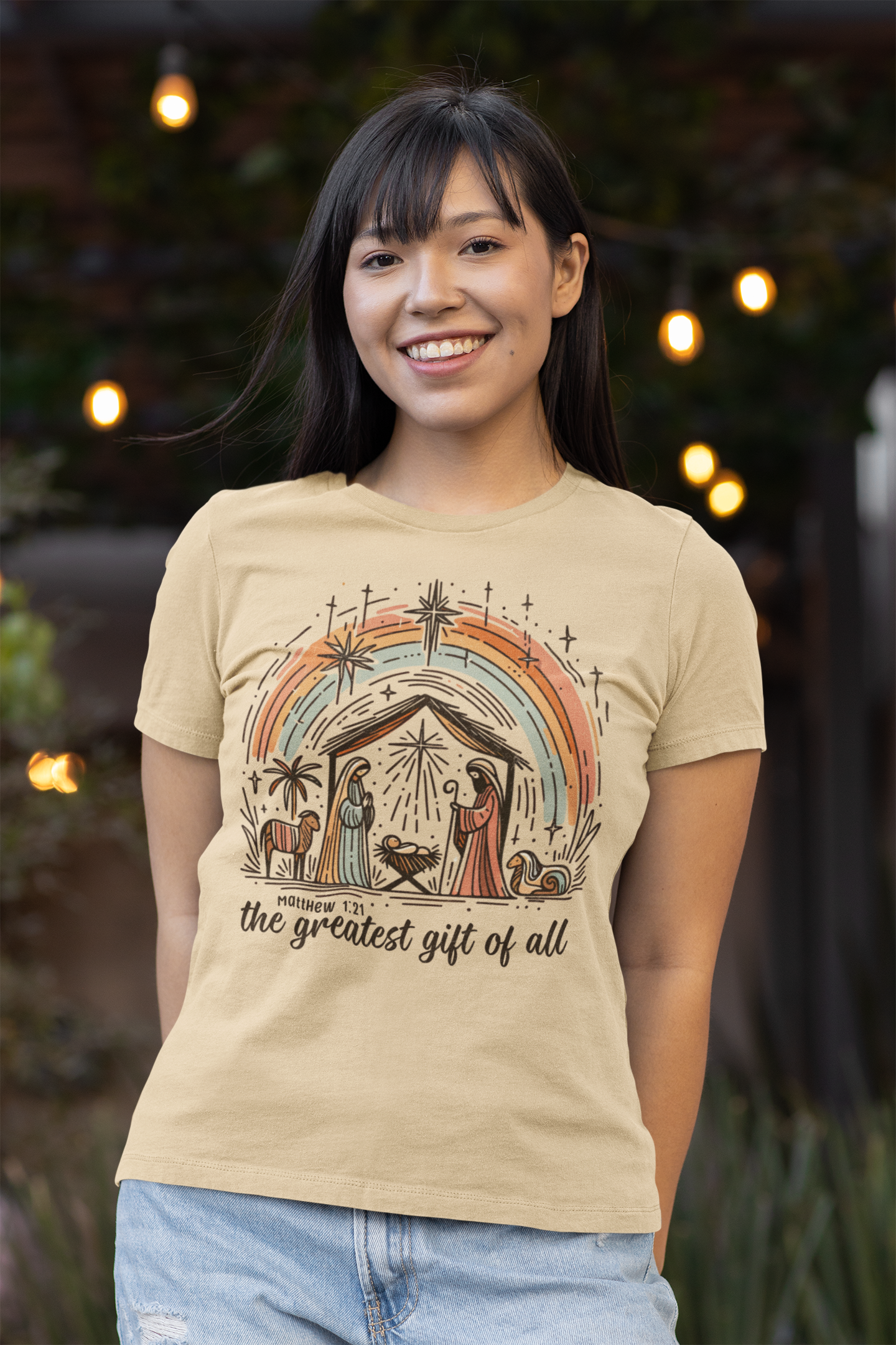 The GREATEST GIFT OF ALL Fitted Christmas T-Shirt (S-2XL): Women's Bella+Canvas 6004 - FREE SHIPPING