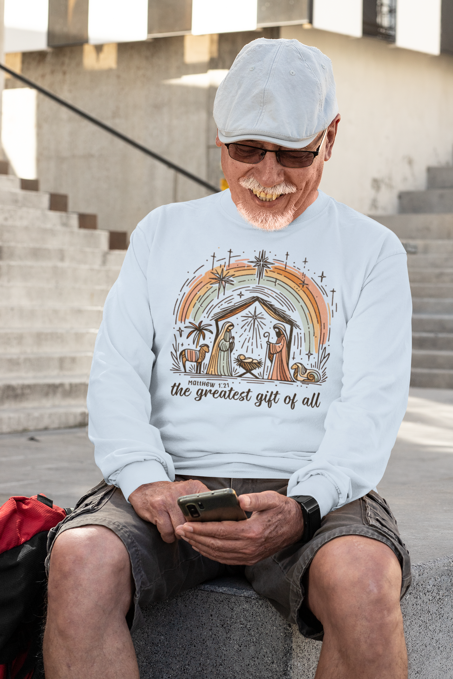 The GREATEST GIFT OF ALL Heavy Weight Christmas Long Sleeve T-Shirt (S-2XL): Men's Gildan 2400 - FREE SHIPPING