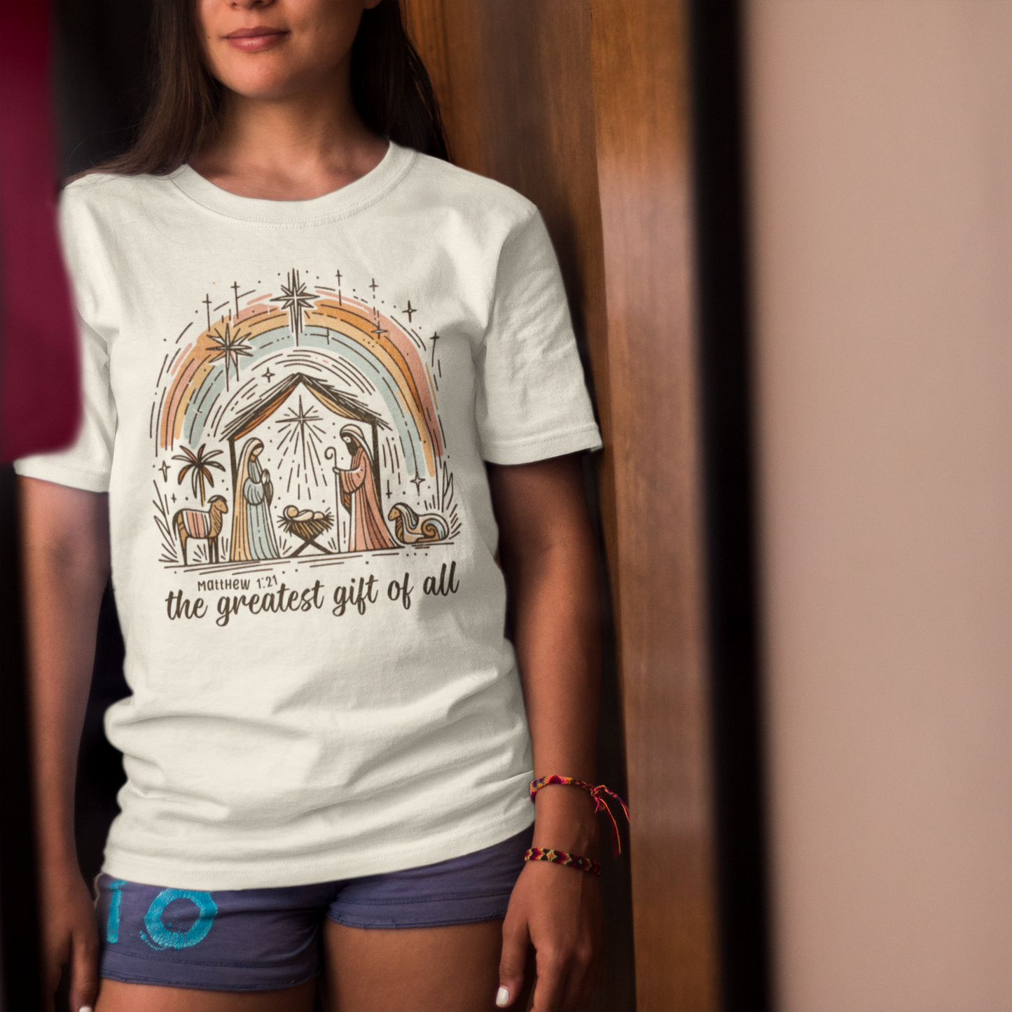 The GREATEST GIFT OF ALL Classic Christmas T-Shirt (S-5XL): Women's Medium Weight Gildan 5000 - FREE SHIPPING